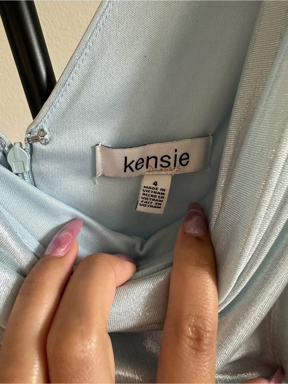 Kensie Light Blue Satin Dress - Picture 2 of 6